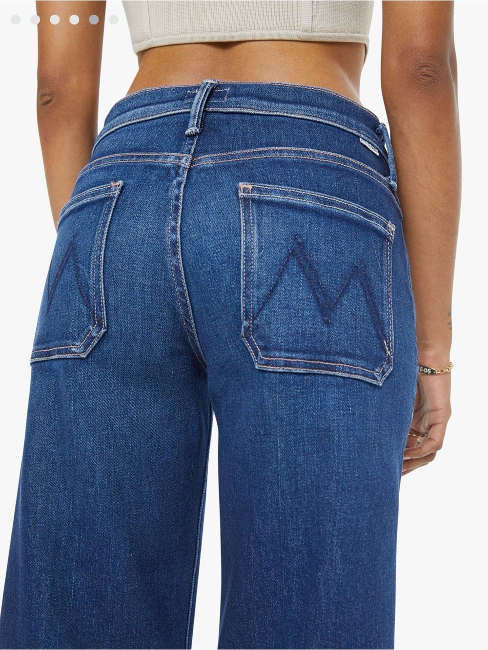 MOTHER Lil Patch Pocket Mid Rise Maven Ankle Wide Leg Jeans in Cocktail Hour 23 - Picture 4 of 12